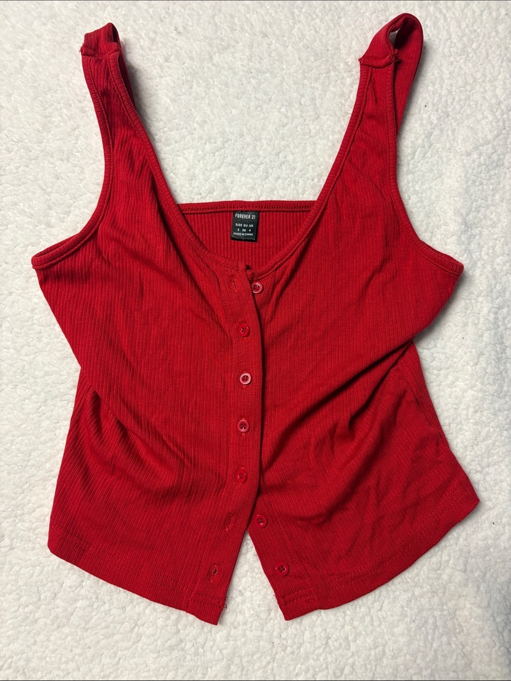 Forever 21 size 4 Red Ribbed Button-Front Camisole